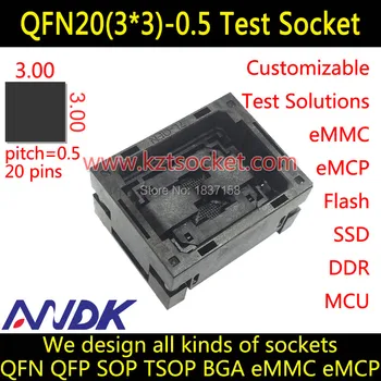 QFN20(3x3)-0.5 Vtičnico QFN20 Vtičnico MLF20 Vtičnico MLP20 Vtičnico,Open top,NP506-020-035-C-G
