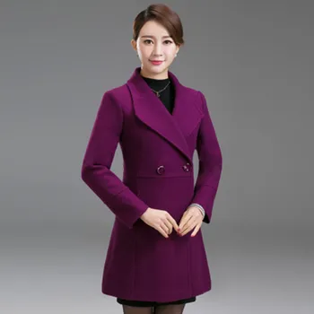 Qpipsd 4XL Dolgo Temperament Volne korejski Moda Priložnostne Plašč 2021 Jeseni In Pozimi Nove Ženske Slim je Bila Velikost Tanka Volna Plašč