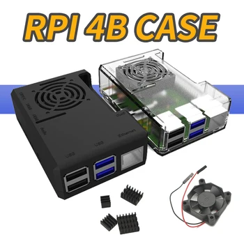 Raspberry Pi 4B Primeru ABS Ohišje 2 Ccolors Črno Transparentno Z 3510 Ventilator in 4 Toplotni Odvodi Zanesljive Lupine