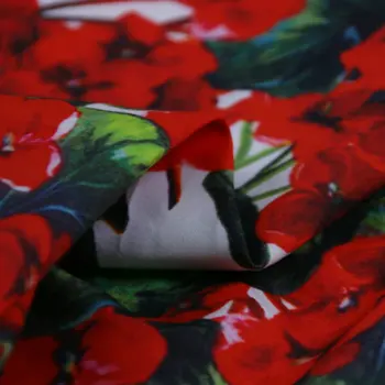Rdeča geranije cvet digital print 60-ih letih bombažna poplin tkanine za otroke, ženske poletje obleko, krilo, obleka Šivanje DIY tissus au meter