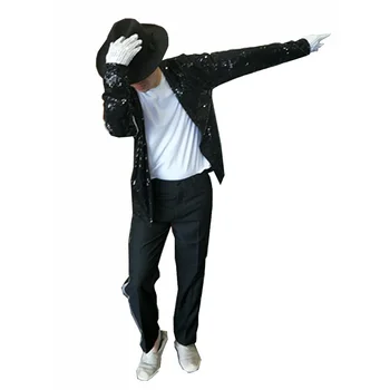 Redki Super MJ Michael Jackson Kostum Billie Jean Zapestnica Bleščica Suknjič darilo rokavice