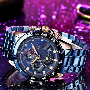 Relogio Masculino 2020 Nove Ure Moških Luksuzne blagovne Znamke LIGE Kronograf Moške Športne Ure Nepremočljiva Polno Jeklenih Quartz moška Watch