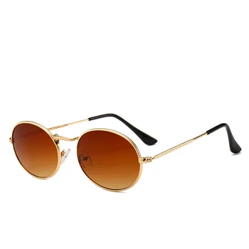Retro Ovalne sončna Očala za Ženske, Majhne Unisex sončna Očala Rdeče Zlato Retro Očala Ženske