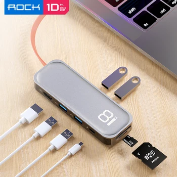 ROCK USB C HUB Tip C za Multi USB 3.0 HUB HDMI Adapter Dock za MacBook Pro Huawei Mate 30 USB-C 3.1 za Ločevanje Vrata Tip C HUB