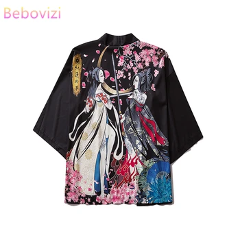 S - XXL, Roza, Črna Harajuku Japonski Modni Kimono Ženske Vrhovi in Bluze Moških Azijskih Oblačila 2020 Poletje Plaža Cardigan