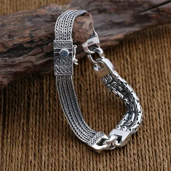 S925 sterling srebrni nakit za moške in ženske modele modni retro mir proge osebnost Tajski srebrne sponke bracele