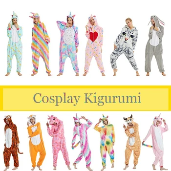 Samorog Onesie Pozimi Kigurumi Pižamo Živali Šiv Panda Lisica, Volk Onesies Ženske Anime Cosplay Kostum Za Odrasle Flanela Sleepwear