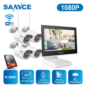 SANNCE 4CH Brezžični 1080P NVR Kit FHD 10.1