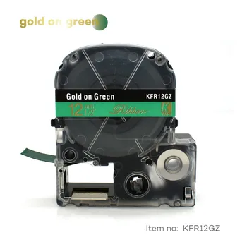 Saten Trak 12 mm*5m zlato na zeleno nalepko trak SFR12GZ LA-4GKK za darilo, poročni Božično zabavo za epson tiskalnik LW300 LW400