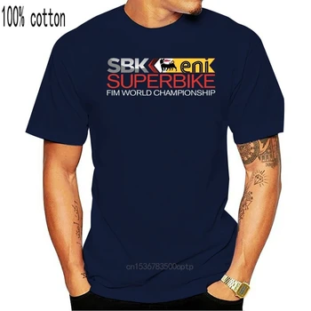 SBK Eni Superbike FIM Logotip, ki je Natisnjena Bombaža, Kratek Rokav T-Shirt Plus Velikost Kul Vrhovi Mehko Tee
