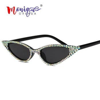 Seksi Mačka Oči, sončna Očala Ženske Luksuzni Bling Nosorogovo sončna očala letnik črna sončna očala za Ženske in moške Oculos UV400