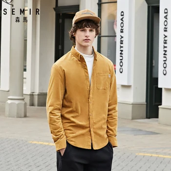 SEMIR Long sleeve majica moški 2019 pozimi novi retro river design smislu človek barva velvet runo srajce človek