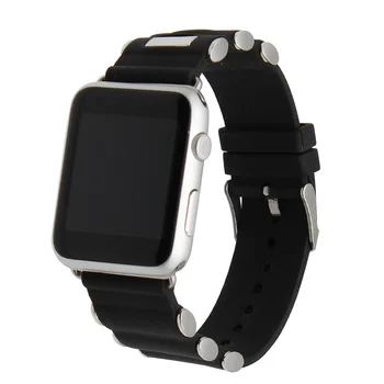 Silikonske Gume Watchband + adapter za iWatch Apple Watch 38 mm 42mm Zapestje Pašček iz Nerjavečega Jekla, Sponke Pas Zapestnica Črna