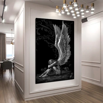 Siv Znak, Angeli in Demoni, Platno, Slike, Plakate in grafike Stenskih slikah, za Dnevna Soba Dekoracijo Doma
