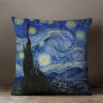 Slavni Van Gogh Oljna Slika, Blazine Pokrov Domu Dekorativni Avto Kavč Blazino Zajema Vrgel Vzglavnik 45*45 Zvezdnato Nebo Prevleke