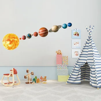 Solarni sistem planet 3D Stenske Nalepke za Otroke sobe v Ozadju stene dekoracijo doma ozadje vrtec Zidana nalepke