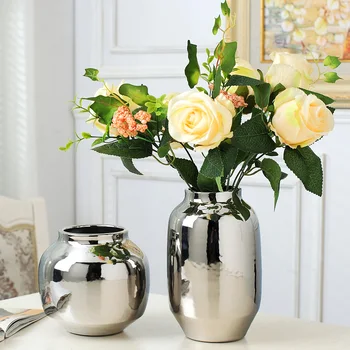 Srebrno vazo domači dnevni sobi TV omara vina kabineta, okraski, okraski mehko umetnost keramične pozlačeno vaza Keramične vaze