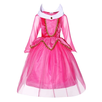 Trnuljčica Obleko Gor Dekleta Princesa Aurora Obleko Dekle, Dolg rokav Obleka za Otroke Božič Stranka Obleko Fantasia Infantil
