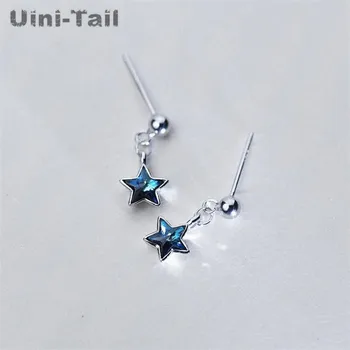 Uini-Rep vroče novih 925 sterling silver blue star uhani mini dekle srca uhani korejski temperament blue star uhani GN455