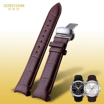 Ukrivljen koncu Pravega usnja zapestnica moške watchband za tissot T035 watch trak 22 23 24 mm ročne band metulj zaponko