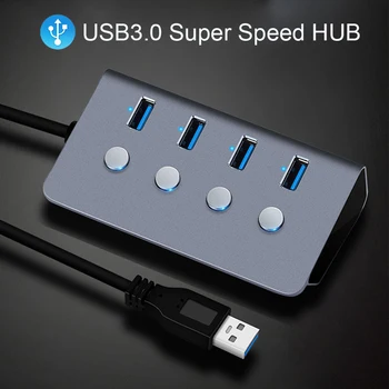 USB HUB 4 Vrata USB3.0 Hub Super Speed USB Razdelilnik S Neodvisni Stikalo Delovna Lučka Za Prenosni računalnik Namizni RAČUNALNIK ZVEZDIŠČE USB Adapter