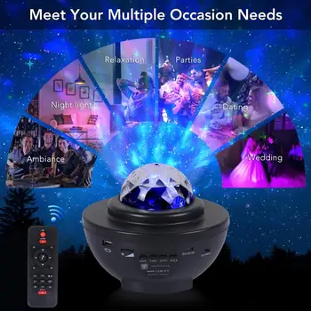 USB Pisane Zvezdnato Nebo Projektor LED Nočna Lučka za Bluetooth Telefonski Glasbe Zvezdnato Projektor Svetlobe Predvajalnik Glasbe, Ocean Val