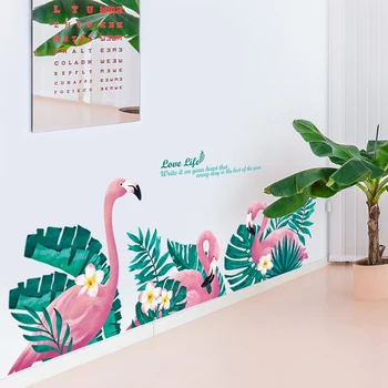 Ustvarjalne flamingo rastline stenske nalepke kotu dekoracijo doma dekor dnevna soba stenski dekor jedilnico samolepilne nalepke