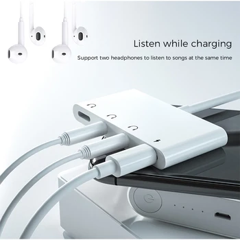 UTHAI C68 4 V 1 3.5 mm Audio Strele Pretvornik Za iPhone, iPad Adapter za Podporo 2 Slušalke za Poslušanje Pesmi Hitro Polnjenje