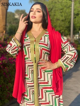 Veriga Tiskanja Abaya Obleko za Ženske Modni Muslimanskih Dubaj Eid Jalabiya Maroški tam kaftan Oman Turčija arabski Islamski Oblačilni 2021 Nova