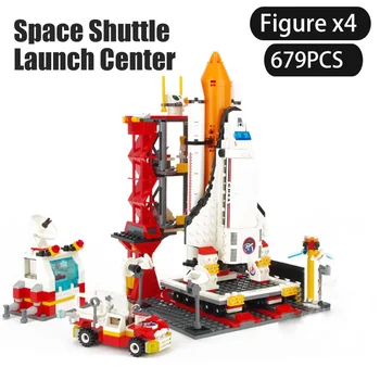 Vesoljske Postaje Saturn V Raketa gradniki Mesto Shuttle Začetek Center Atellite Astronavt Slika Opeke nastavite Otroci Igrače Darilo