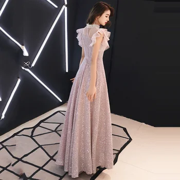 Večerne Obleke Visok Ovratnik je Yiiya R234 Kristalno Sije Dolgo Formalno Obleko Ženske Elegantne brez Rokavov Pleart Haljo De Soiree