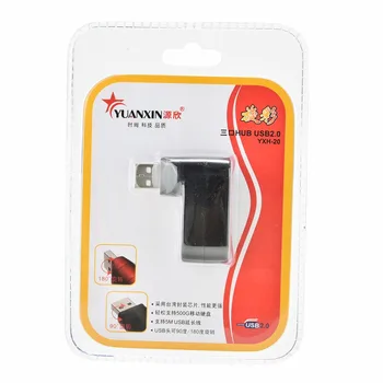 Visoka Hitrost Mini 3 Vrata USB 2.0 Obračanje Splitter Adapter USB Za PC, Laptop, Prenosnik Mac perifernih naprav Širitev Maloprodajne Paket