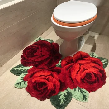 Visoka kakovost 3D rose preproga za kopalniško preprogo za bethroom dnevna soba preprogo pink rose preprogo cvet odeje kopel preproge, anti-slip