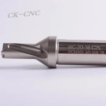 Visoko kakovost WC-2D-16 C25 U vaja indeksiranih vaja CNC ORODJE 16 mm-2D Obdelave dolžina=32mm za WCMX03 vstavite