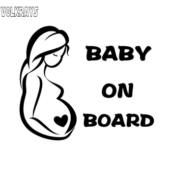 Volkrays Osebnost Avto Nalepke nosečnica Baby on Board Opozorilo Pribor Reflektivni Nepremočljiva Viny Nalepko,14 cm*17 cm