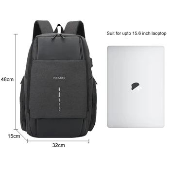 VORMOR 2020 Novo 15.6 inch Moških Šoli Laptop Nahrbtniki Vodo Nepropustno USB Charge Potovalne Torbe Moški Mochila