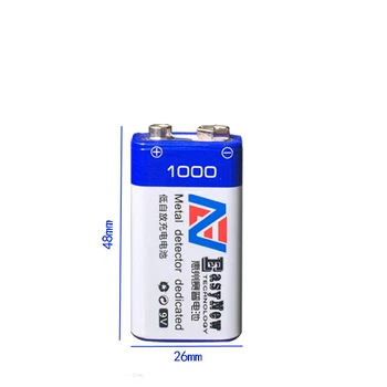Vroče prodaje 2pcs/veliko 9V polnilne baterije 1000mAh litij-ionska baterija za detektor kovin instrumentation