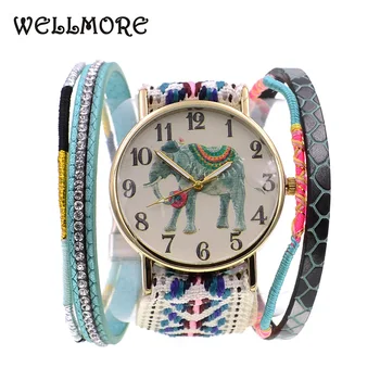 WELLMORE 2018 nov slog usnjeno zapestnico watch moda&priložnostne slon kvarčne Ročne ure za ženske