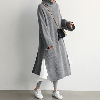 WHCW CGDSR skakalec obleke debele pletene pollover ženska toplo obleko pulover ženske, priložnostne 2020 podkrepljena jeseni korejskem slogu pozimi