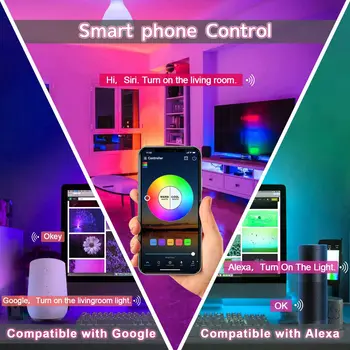 WiFi Brezžični LED Smart Krmilnika,so Združljive z Alexa&Google Pomočnik&IFTTT, Deluje z Android,iOS 24 Tipke Daljinskega upravljalnika