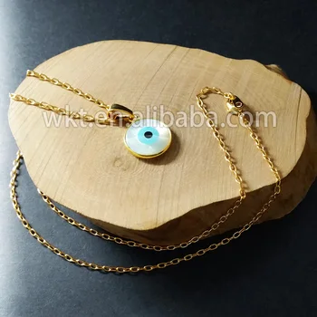 WT-N535 Trgovini modna ogrlica naravnih lupini obesek z zlato krog oči preprost obesek ogrlice za ženske, darilo