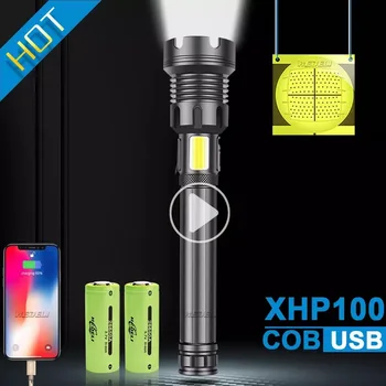 Xhp100 super močna led svetilka 18650 26650 polnilne USB baklo xhp70.2 taktično lov flash svetlobe luč ročna svetilka