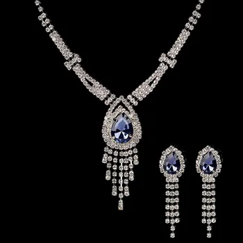 YFJEWE Luksuzni kristalno nevesta verigi določa ogrlica, uhani, pribor za poročene Ženske poroko 4 Barve Nosorogovo Nakit #N166