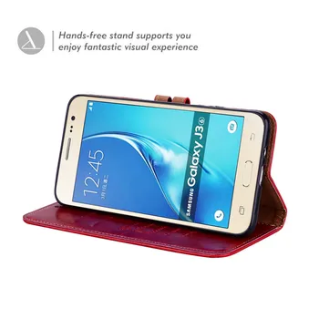 Za Coque Samsung Galaxy J3 Primeru Zajema Flip Usnjena torbica Za Samsung Galaxy J3 2016 Denarnice Primeru J3 6 2016 J320F SM-J320F Funda