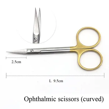 Zakonska veke škarje z zlatim ročajem 9.5 cm iz nerjavečega jekla kirurški instrument za očesni kirurgiji
