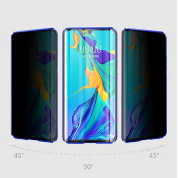 Zasebnost Kaljeno Steklo Magnetni Primeru Za Huawei P30Pro P30 Primeru Anti-peeping Kovinski Okvir Polno Kritje Za Huawei Mate 20 Pro Shell