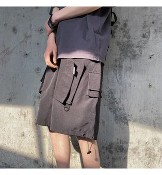 ZAZOMDE Poletje nove moške hlače modni svoboden kombinezon trend hip-hop divje priložnostne hlače lep žep za moške, pet-točka hlače tide