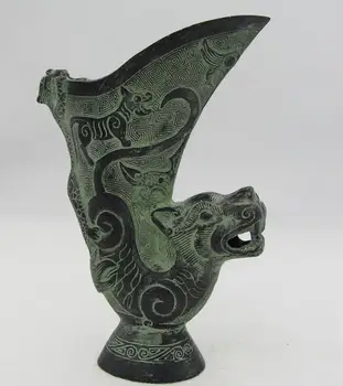 Zbirka archaize bronasto tiger vino cup domov dekoracijo kip