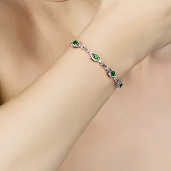 Zeleno kristalno smaragdno dragih kamnov diamanti verige zapestnice za ženske, bela, zlata, srebrna barva nakit bijoux modni bague darila