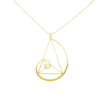 Zlata spirala s zlati trikotnik ogrlica Fibonacci obesek zlato razmerje brezplačno ladja